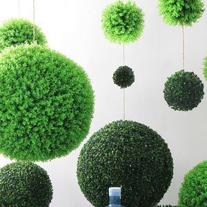 Fleurs décoratives couronnes tailles gazon artificiel décoration boule en plastique suspendu feuille vert bricolage Milan faux fleur décor pour HomeDecorativ