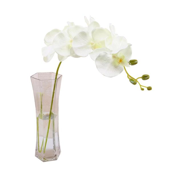 Guirnaldas de flores decorativas Pequeñas orquídeas artificiales Presente toque para decoraciones de boda casero Decoración de fiesta (blanco)