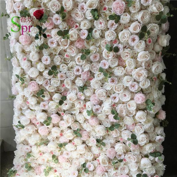 Couronnes de fleurs décoratives SPR Roll Up Flowerwall Backdrop Wedding Flower Wall Stage Wholesale Artificial