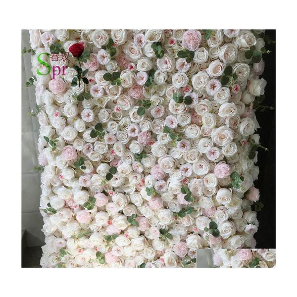 Couronnes de fleurs décoratives Spr Roll Up FlowerWall Toile de fond Mariage Fleur Mur Scène Gros Artificielle Drop Livraison Accueil Garde Dhvqx