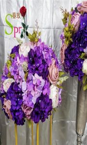 Couronnes de fleurs décoratives SPR mur de fleurs de mariage artificielle soie Rose hortensia boule pièce maîtresse de Table IVOIRE 10pcslot5059125