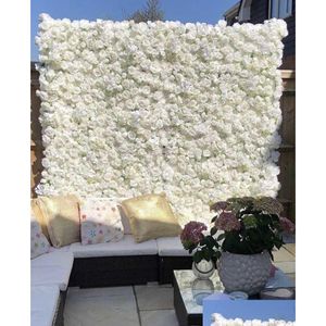 Couronnes de fleurs décoratives Spr Vente en gros Décoration de mariage Toile de fond Artificielle Rose Bouquet de soie Plafond Verdure Mur Drop Deliv Dh4Jw