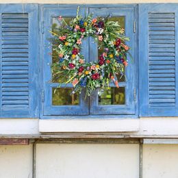 Decoratieve bloemen kransen veer kleurrijke krans gemengde bloem 35 cm / 40 cm wildflower slingerdeur voor voorste muur raam decoreco