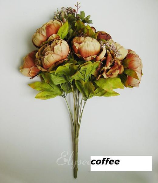 Fleurs décoratives couronnes de couronnes de bonne qualité artificielle de fleur de rose de rose maison de mariage décoration floom décor décor fleur café rouge peo