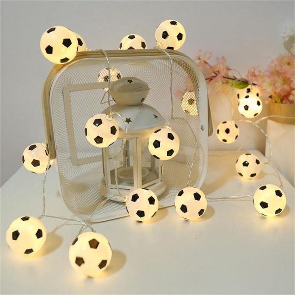 Couronnes de fleurs décoratives chaîne lampe forme de Football faible consommation en plastique Halloween Festival de Noël décor de fête LED guirlandes lumineuses Fo