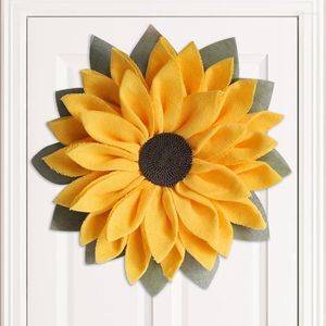 Couronnes de fleurs décoratives couronne de tournesol Thanksgiving citrouille signe de bienvenue pour décor de fête de mariage décoration artificielle SellDecorative