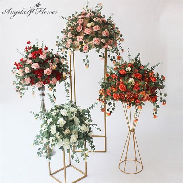 Flores decorativas Guirnaldas Mesa Flor Centro de mesa Plantas Vid DIY Decoración de boda Telón de fondo Bola artificial Seda Ramo floral W237f