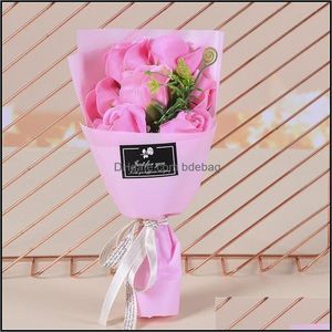 Couronnes De Fleurs Décoratives Saint Valentin Fleurs Artificielles 7 Rose Artefact Petits Bouquets Simation Fleur Mti Couleur Savon Corde Pa Dh6Fs