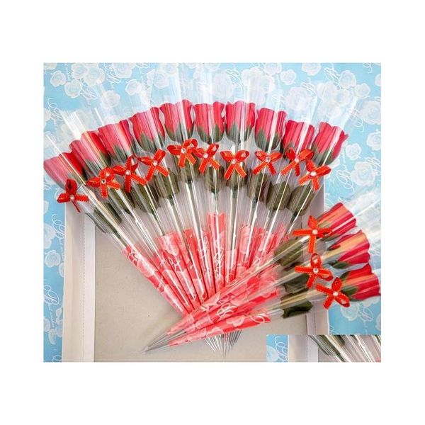 Flores decorativas Guirnaldas San Valentín Red Rose Jabón Flor Baño romántico para novia Favores de boda Suministros festivos para fiestas Drop Dhmfg