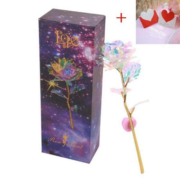 Couronnes de fleurs décoratives cadeau de Saint Valentin plaqué or rose 24 carats dure pour toujours amour décor de mariage éclairage d'amant avec carte cadeaux