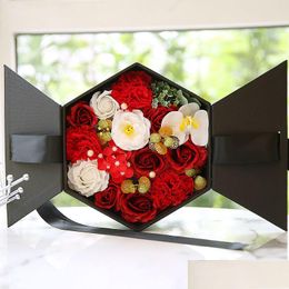 Fleurs décoratives couronnes Saint Valentin Creative Christmas Cadeaux Soap Carnations Roses Roses Birthday Holiday Drop Livrot Home Garde Dhbas