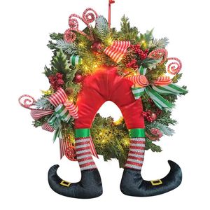 Couronnes de fleurs décoratives Saint Valentin Gnome Couronne Anneau Fleur Suspendu Clown De Noël Porte Ornement Décor À La Maison Géant Pour L'extérieur De H