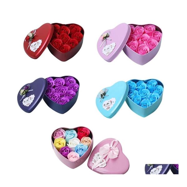 Flores decorativas Guirnaldas Regalo del día de San Valentín Jabón de rosas Baño perfumado Cuerpo Pétalo Espuma Flor artificial DIY Guirnalda Decoración del hogar Dhsye