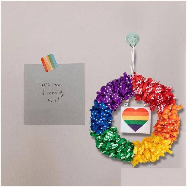 Flores decorativas Guirnaldas Decoración de la pared Cinta Guirnalda Orgullo lésbico gay Puerta delantera Colgando Lgbtq Colorf Rainbow Drop Delivery H Dhka0