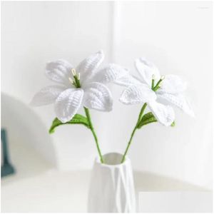 Decoratieve bloemen kransen warme, gezellige cloghet levendige hand-break-lily bouquet realistische diy ambachtelijke bloem geschenken voor huisdruppel levering othgt
