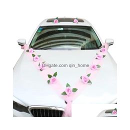 Flores decorativas coronas de la boda decoración nupcial de la puerta artificial mango de automóvil cintas de la esquina de seda galand con regalos s dhrlg