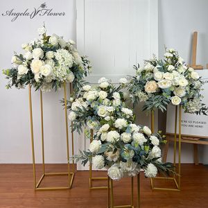 Decoratieve bloemen Kransen Wedding Road Lead Bloem kunstmatige roos eucalyptus blad bloemen bal feest winkelcentrum tentoonstelling hall podium decor rekwissels raam display 230313