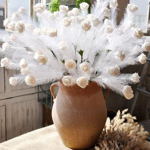 Fleurs décoratives couronnes blanc fleur artificielle plume Rose PE mousse Bouquet Style européen mariage route plomb faux fête bureau Decora