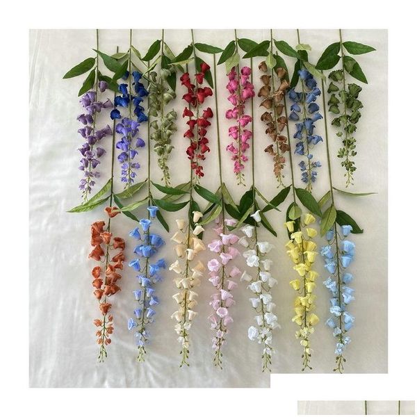 Flores decorativas coronas de lirio blanco del valle de seda artificial para jardín doméstico decoración de otoño rama larga campana falso dro dhq80