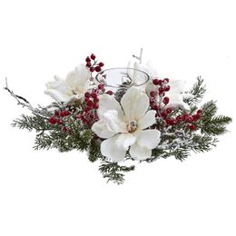 Decoratieve bloemen kransen witte magnolia bessen kunstmatige bloem kandelabrum 230812