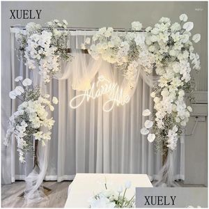 Fleurs décoratives couronnes blanc série rose babysbreath real touch Ochird mariage arrangements de florais matériaux coureurs plancher floral dhpmm