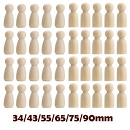 Decoratieve Bloemen Kransen Groothandel 50Pc 75Mm90Mm Hout Ambachten Meisjes en Jongens 35mm Diy Handgemaakte Blank Home Decoratie Peg Poppen Houten Ambacht voor Babykamer 230625