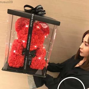 Guirnaldas de flores decorativas Venta al por mayor Oso de peluche grande con caja Oso de rosas de lujo Flores de oso Regalo de San Valentín de Navidad artificial