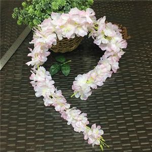 Couronnes de fleurs décoratives en gros fleur de cerisier fausses vignes Sakura fleurs artificielles pour fête décoration de plafond de mariage tenture murale rotin 90 cm T230217