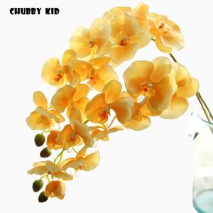 Guirnaldas de flores decorativas Venta al por mayor Gran tacto real 11 cabezas Orquídea mariposa artificial 96 cm Tallo largo Boda grande Phalaenopsis 12 piezas