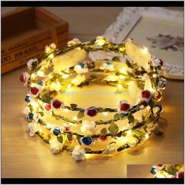 Decoratieve bloemen kransen groothandel led licht strand meisje krans rose bloem hoofdband lichtgevende garland bruiloft supplies wen6653 e1yzk m5bau