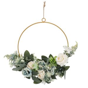 Decoratieve bloemen kransen krans bloemen metalen muur bloeikeur deur lente zomer decoratie front swag hangende bruiloft slinger ring deco