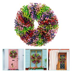 Fleurs décoratives Couronnes Couronne Printemps Porte Fleur Artificielle Été Verdure Floral Avant Ferme Faux Mur Mariage EucalyptusDecorat