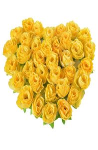 Couronnes de fleurs décoratives tissu jaune soie têtes de fleurs de roses artificielles pour la décoration paquet de 50pcs8498974