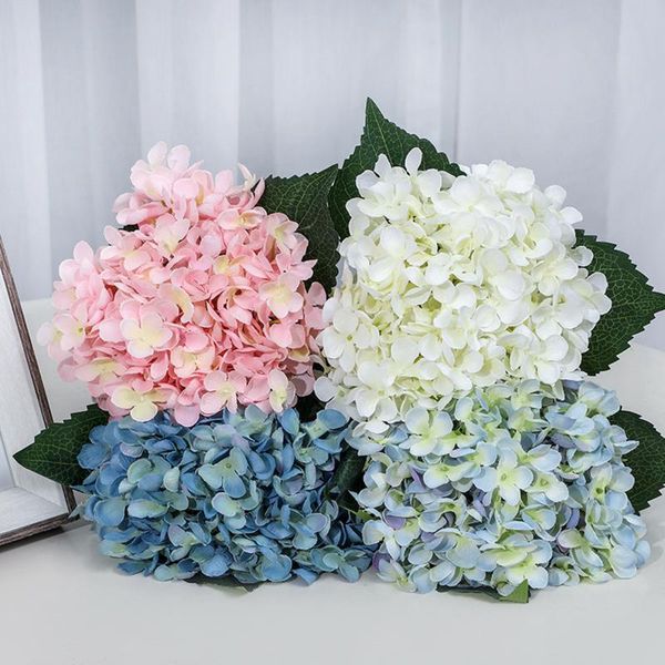 Flores decorativas Guirnaldas Zerolife Rosa Azul Blanco Hortensia artificial Ramo de novia para boda Hogar Decoración de bricolaje Artesanía falsaDecorat