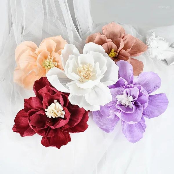 Fleurs décoratives papier froissé fleur artificielle décoration stéréo fête de mariage fond mur décor