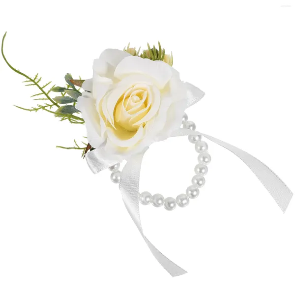 Flores decorativas Flor de muñeca Falta Montaña Falsa Accesorio Hand Bride Decoración de la pulsera Delicado Adorno de dama de honor Boda