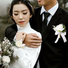 Fleurs décoratives poignet en soie artificielle fleurisation de mariage décoration mariée mariée bridemaid arc conçu corsages épingles