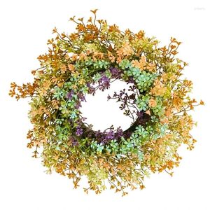 Couronne de fleurs décoratives X6HD, simulation de porte d'entrée de saison de printemps pour mur de fenêtre