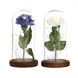 Fleurs décoratives xD-Artificiel Eternal Rose LED Light Artificial La beauté dans Flask Wedding Valentin Day Cadeaux