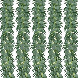 Fleurs décoratives xD-Artificiel Eucalyptus avec Willow Garland Fake Vine Plant Feuilles fausses argent verdure