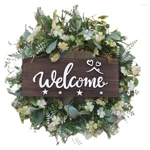 Fleurs décoratives XD-Artificial Wreaty Store Shop Welcome Front Door Couronnes Farmhouse Greerie avec fleur pour l'ornement de mariage de fête