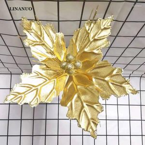 Decoratieve bloemen Xmas Bloemhoofd Glitter Artificial Diy Christmas Tree Decoratie Ornament Jaar Decor Navidad 2024