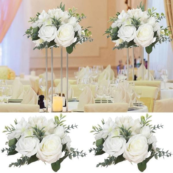 Fleurs décoratives Yan Artificiel Rose Flower Ball Blanc White Table de table de table Centres de table Floral Arrangements pour la fête de la fête de la fête