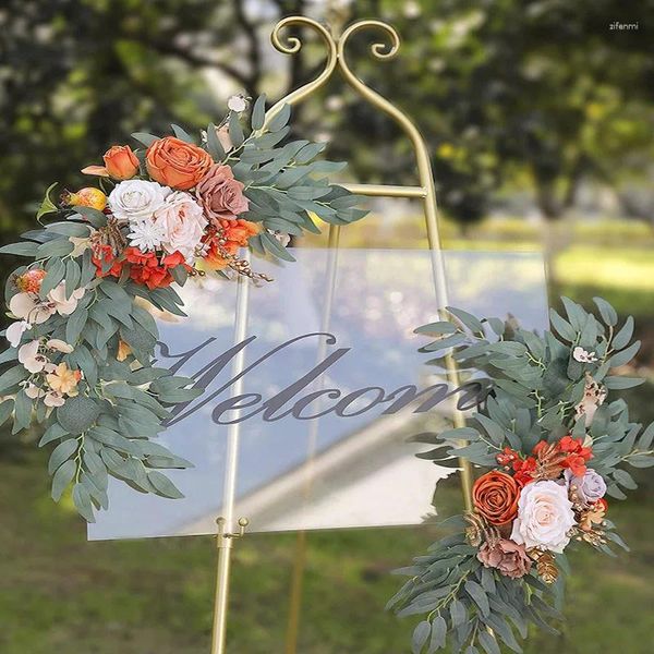 Yan – fleurs décoratives artificielles de couleur d'automne, pour signe de bienvenue de mariage, Orange brûlé, décorations d'arrière-plan de réception de fête d'automne