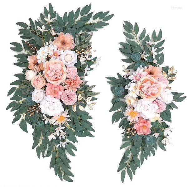 Fleurs décoratives Yan Boho Kit d'arc de mariage artificiel en terre cuite Swag floral pour la décoration de toile de fond de réception d'arbre de cérémonie