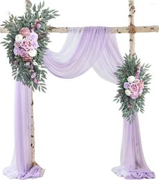 Decoratieve bloemen yan paarse lila kunstmatige bruiloft boog bloemen swag arrangement voor ceremonie arbor receptie achtergrond decors