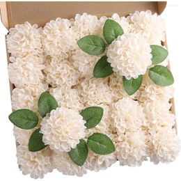 Fleurs décoratives yan réelle mousse dahlia artificielle avec tiges pour bouquets de mariage bricolage