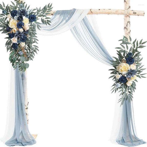 Flores decorativas Yan, arco de boda y juego de cortinas, guirnaldas florales artificiales azules para decoración de ceremonia de fondo de cenador bohemio DIY