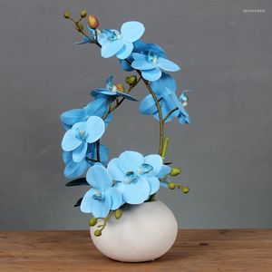 Vase artificiel de fleurs décoratives de noël, décoration de maison, orchidée blanche, fausse décoration intérieure de salon, de bureau