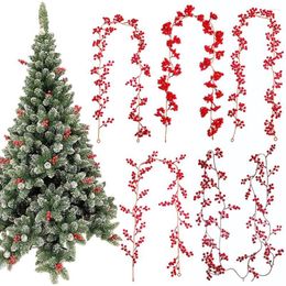 Fleurs décoratives Année Arbre De Noël Ornement De Mariage Po Props Guirlande De Noël DIY Guirlande Suspendue Red Berry Vine Plantes Artificielles